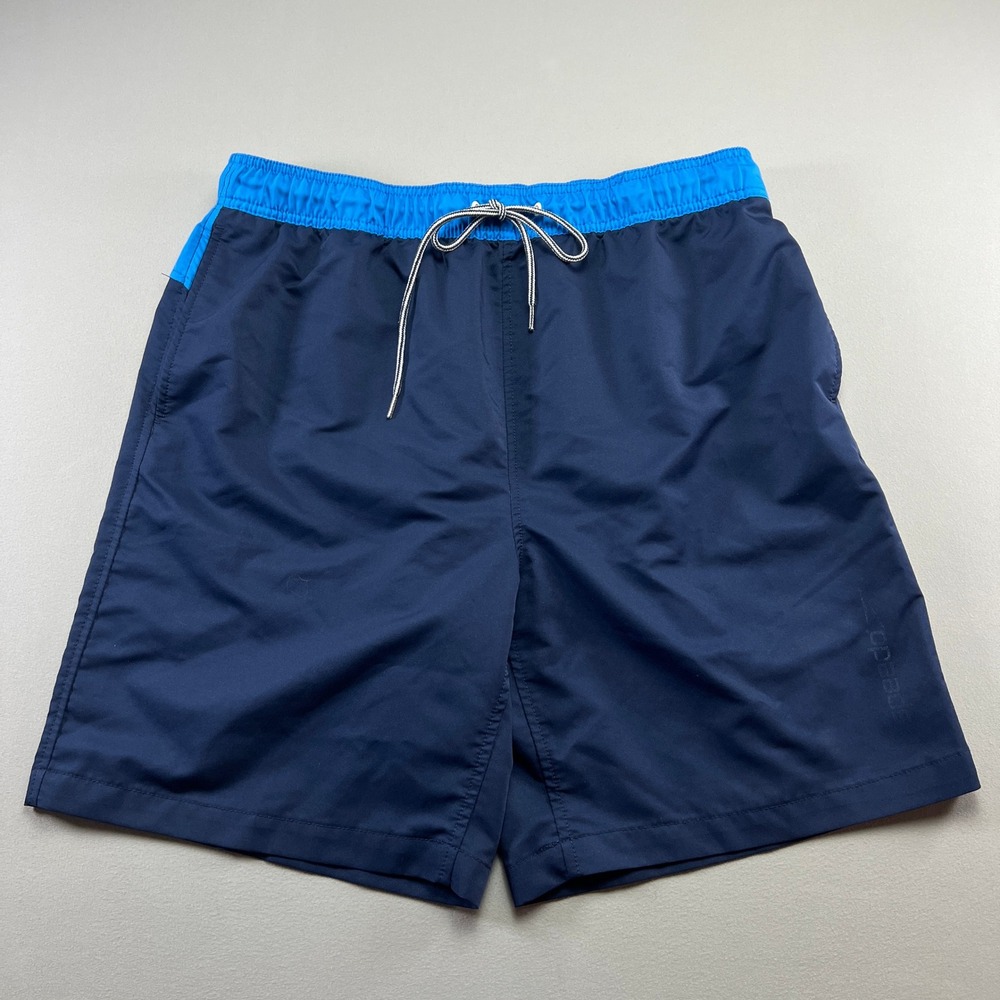Speedo Swim Trunks Men 2XL Navy Blue Colorblock Mesh Lined Drawstring Beach Wear